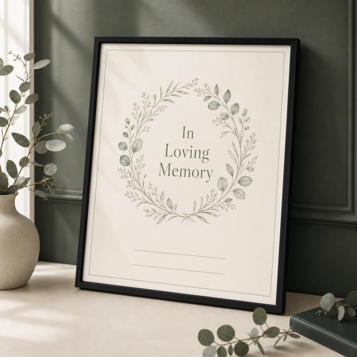 Botanical Remembrance Print — Personalised 11×14 Frame — A name-and-dates keepsake without a required photograph