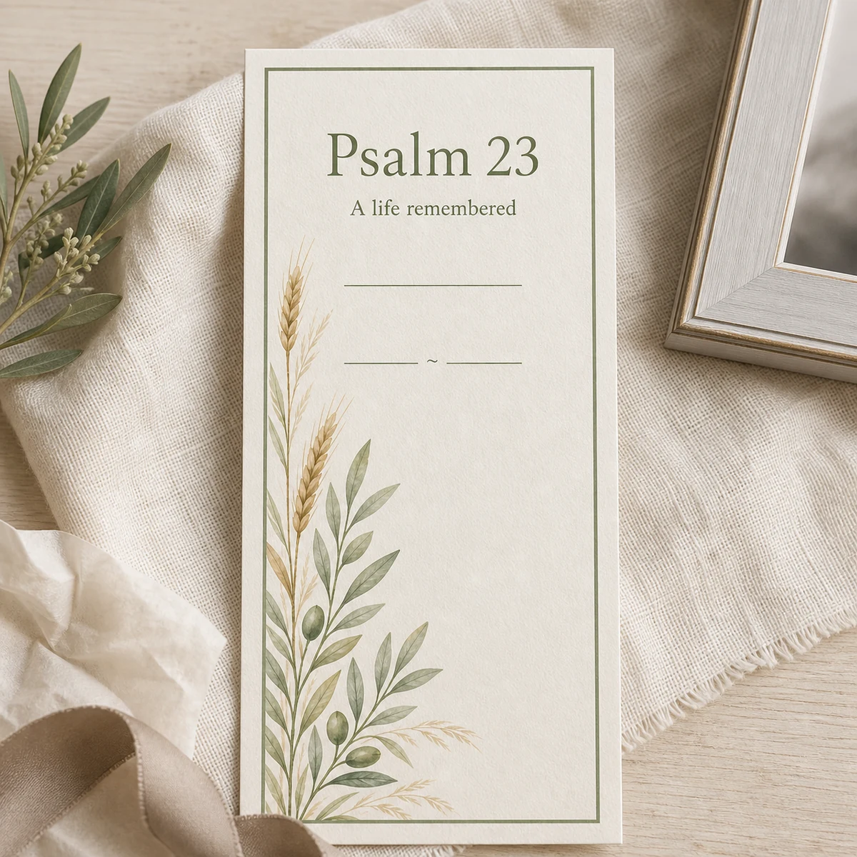 Psalm 23 Memorial Prayer Card — A keepsake scripture card for a Christian memorial